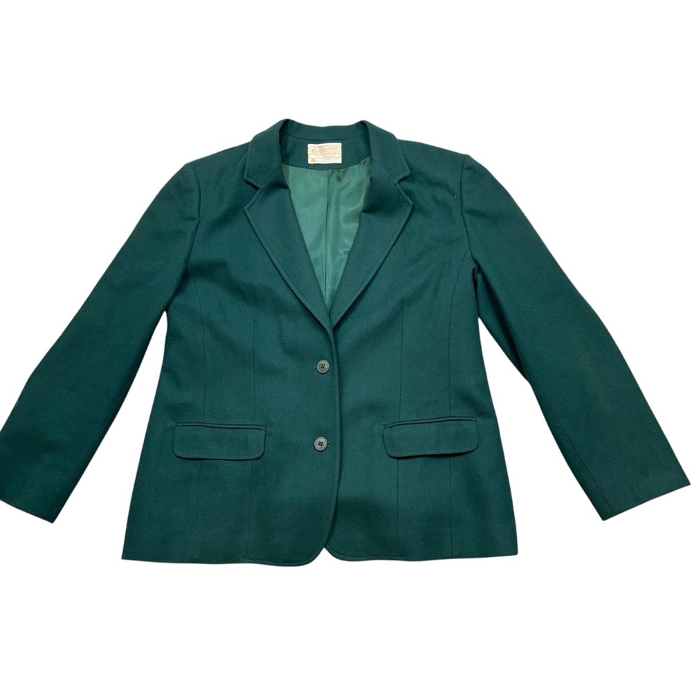 Ladies Rare Vintage Pendleton Wool Hunter Green Three Button Blazer Size Large